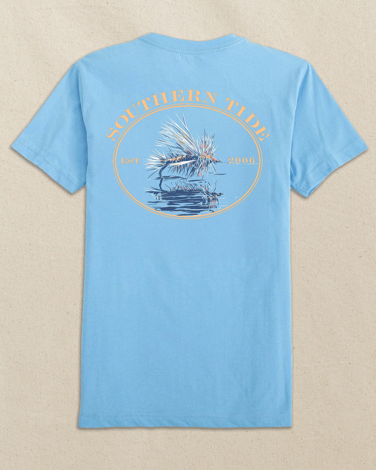 The back view of the Southern Tide Kids Fly On Water Surface Short Sleeve T-Shirt by Southern Tide - Ocean Channel