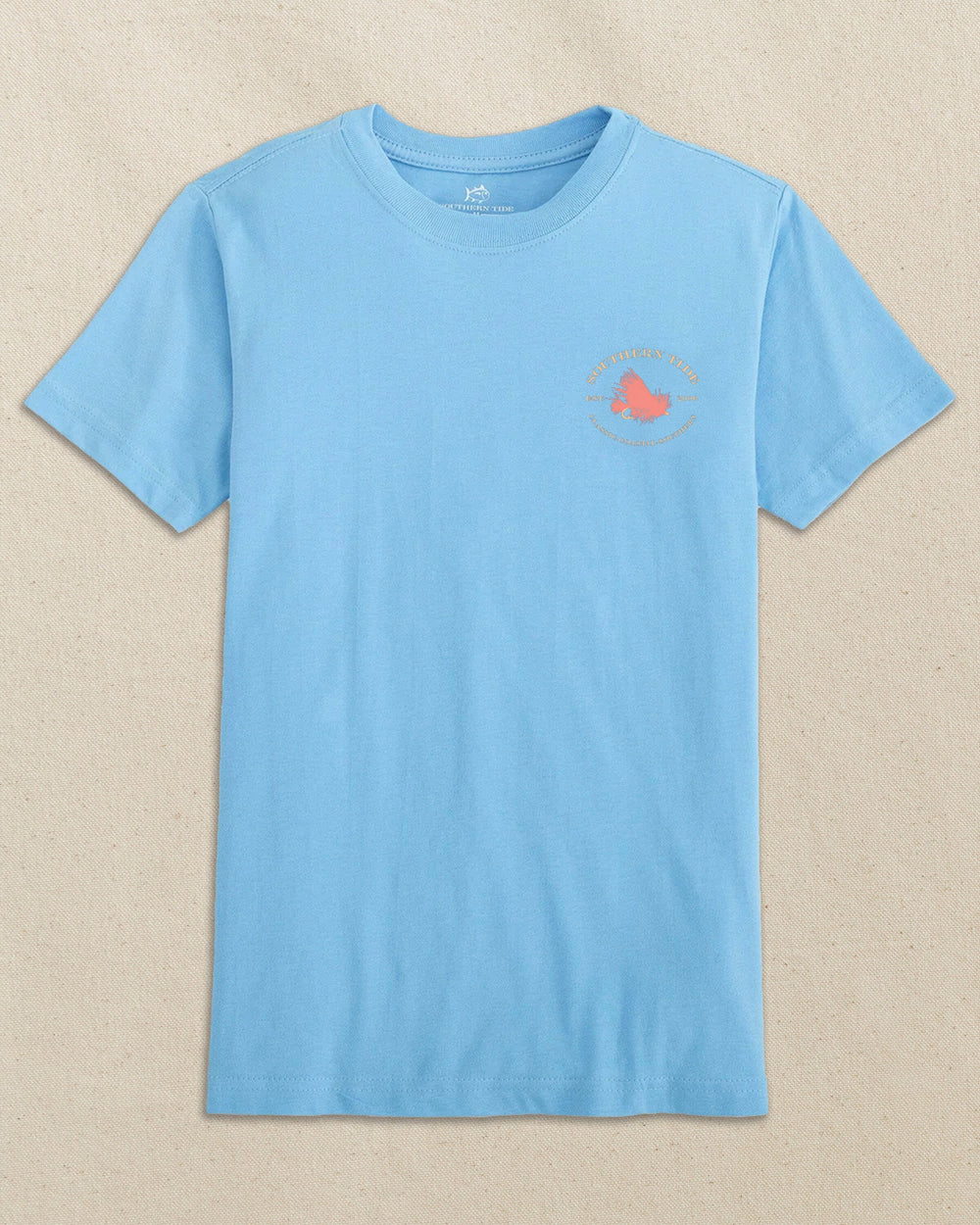 The front view of the Southern Tide Kids Fly On Water Surface Short Sleeve T-Shirt by Southern Tide - Ocean Channel