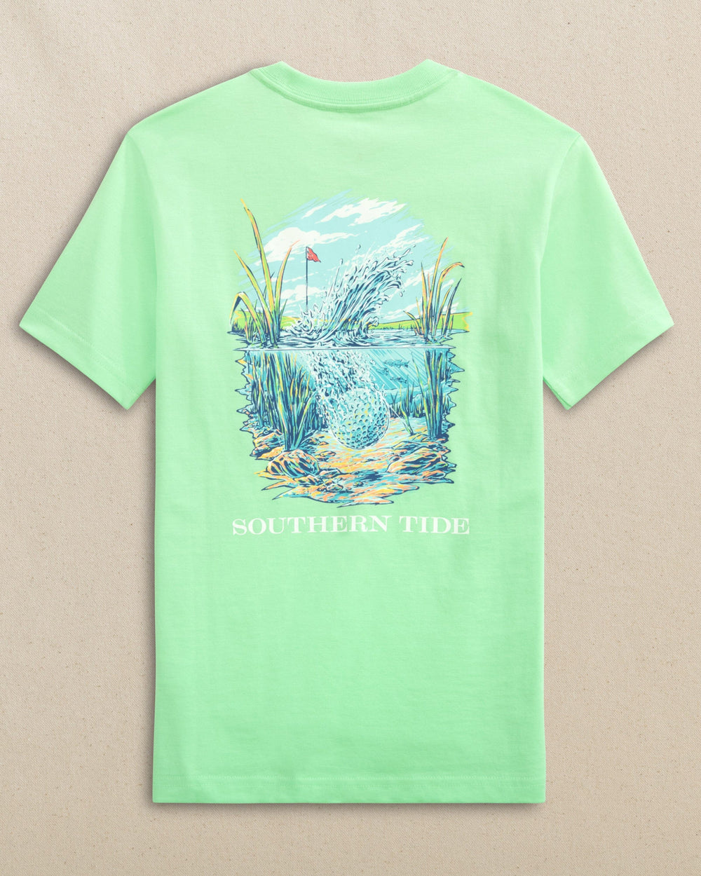 The back view of the Southern Tide Kids Golf Close One Short Sleeve T-Shirt by Southern Tide - Green Ash