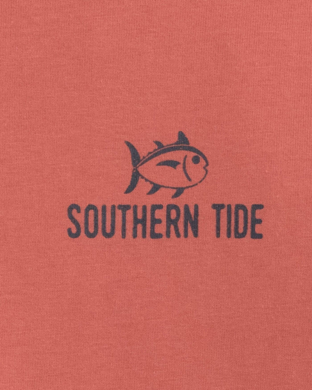 The detail view of the Southern Tide Kids Gradient Tent Long Sleeve T-Shirt by Southern Tide - Dusty Coral