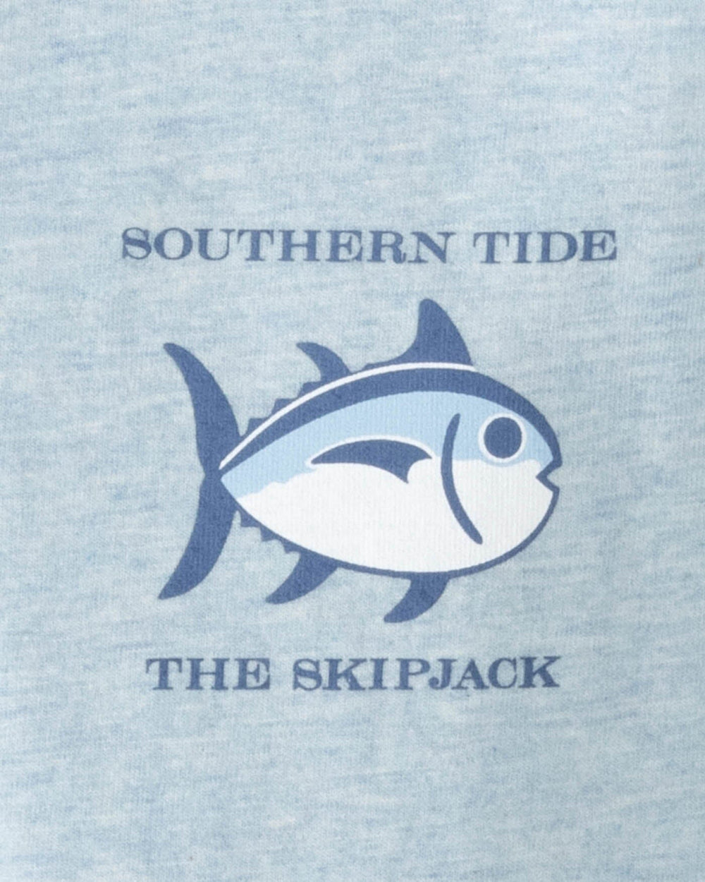 The detail view of the Southern Tide Kids Heather Original Skipjack Long Sleeve T-Shirt by Southern Tide - Heather Dream Blue
