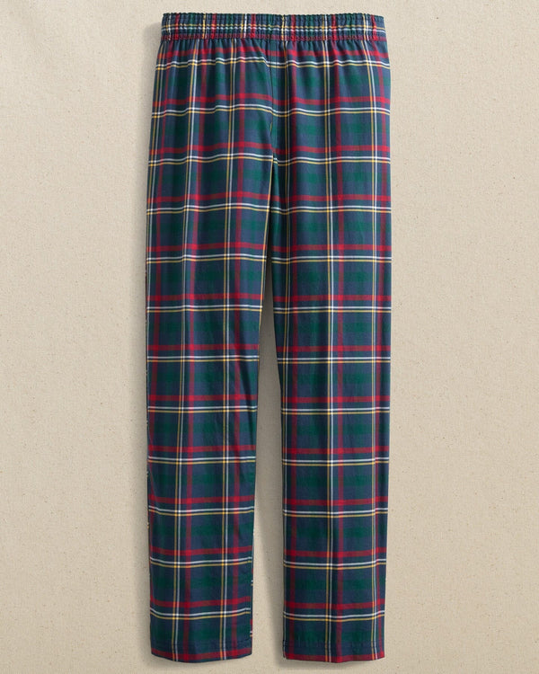 The front view of the Southern Tide Kids Holiday Tartan Lounge Pant by Southern Tide - Dress Blue