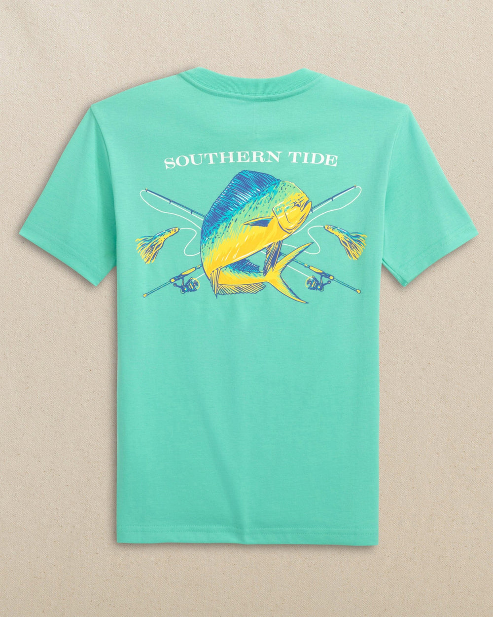 The back view of the Southern Tide Kids Mahi Deep Sea Fishing Short Sleeve T-Shirt by Southern Tide - Florida Keys