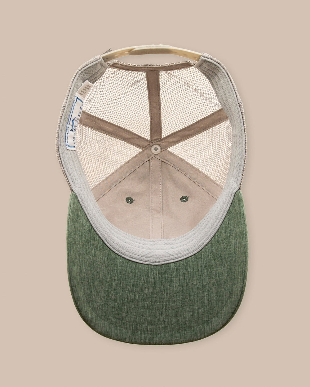 The bottom view of the Southern Tide Kids Palmetto SJ Trucker Hat by Southern Tide - Sage