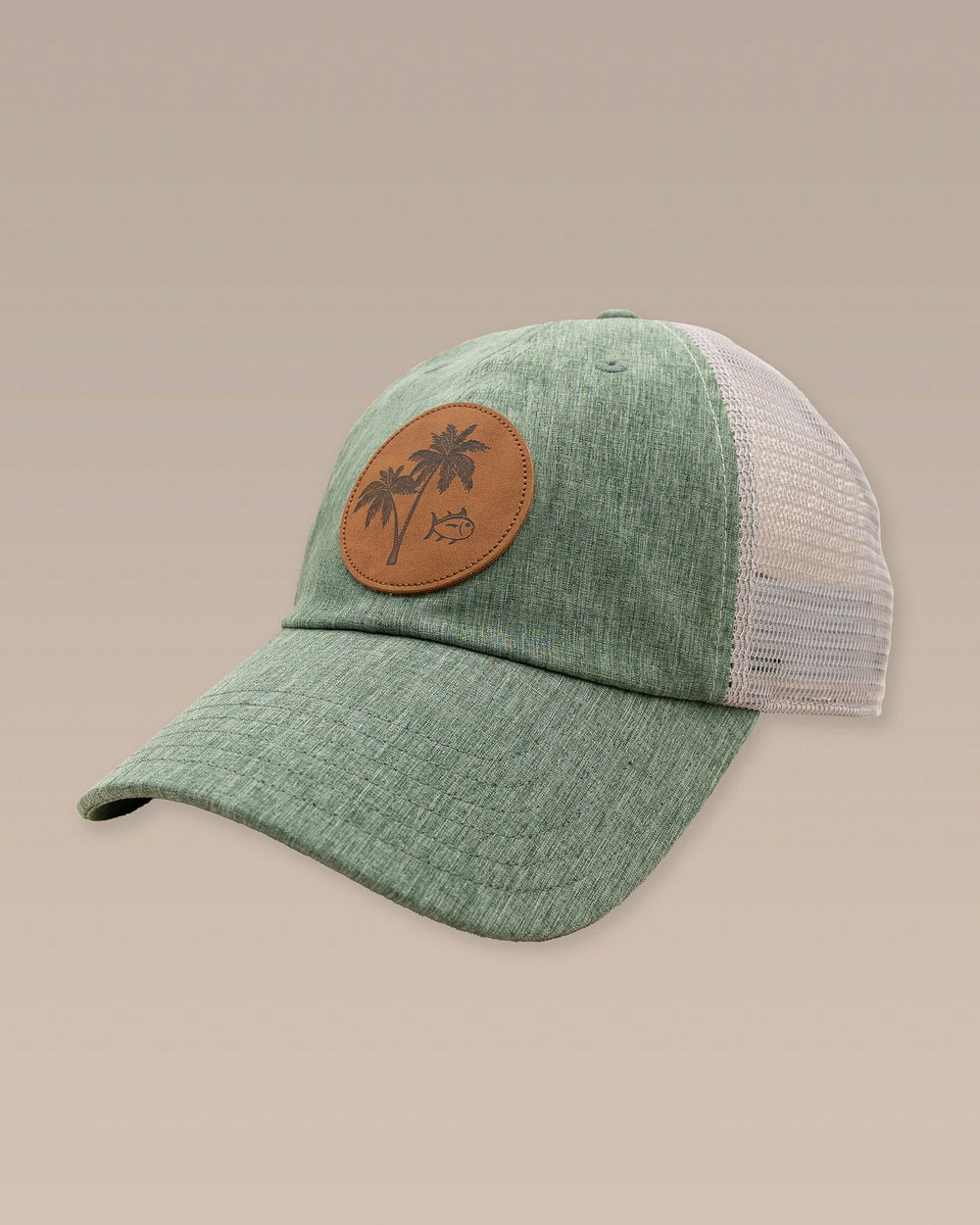 The front view of the Southern Tide Kids Palmetto SJ Trucker Hat by Southern Tide - Sage