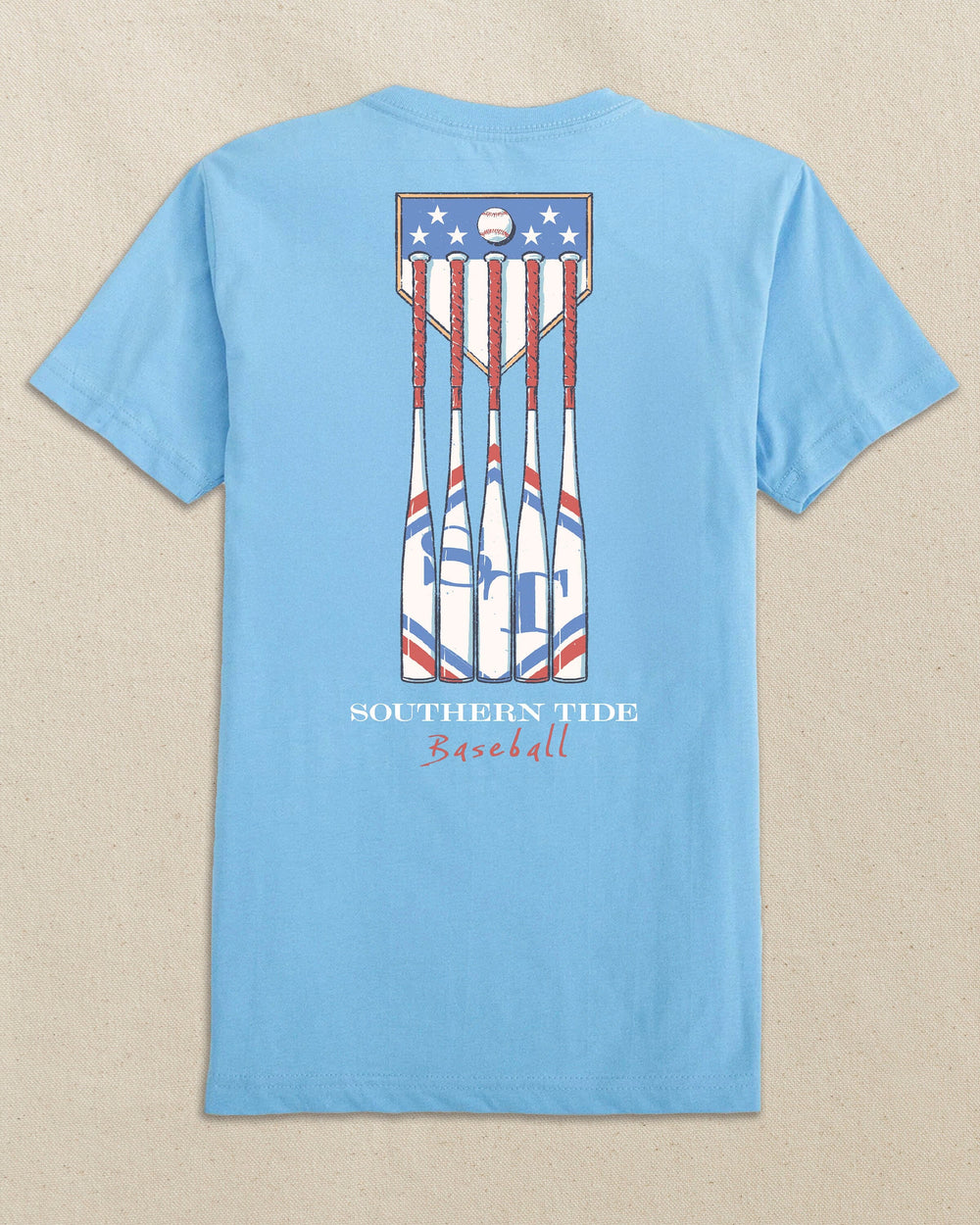 The back view of the Southern Tide Kids Patriotic Bats Short Sleeve T-Shirt by Southern Tide - Ocean Channel