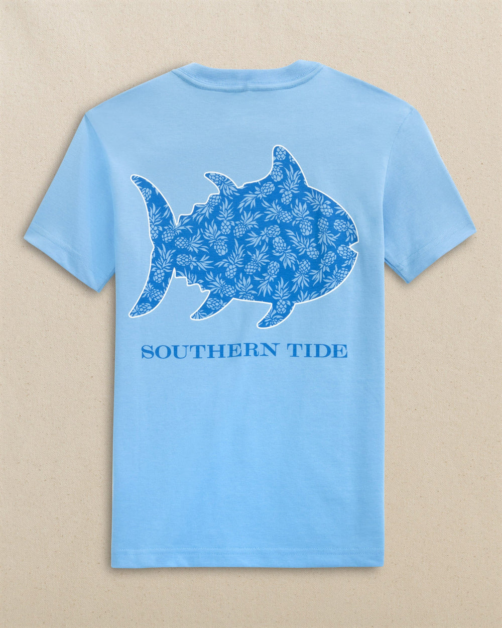 The back view of the Southern Tide Kids Pineapple Parade Short Sleeve T-Shirt by Southern Tide - Ocean Channel