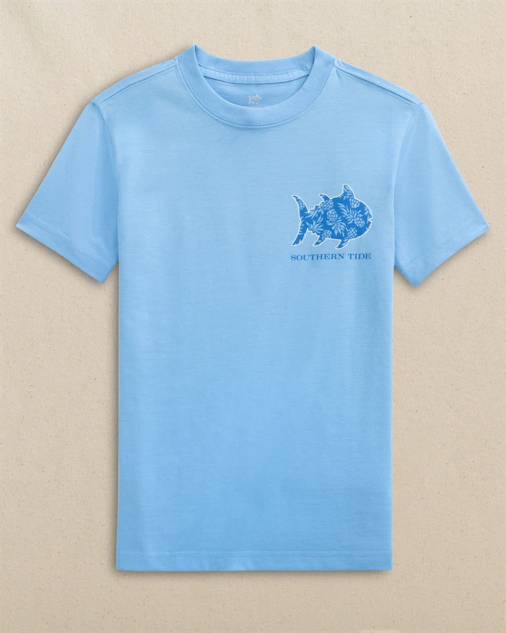 The front view of the Southern Tide Kids Pineapple Parade Short Sleeve T-Shirt by Southern Tide - Ocean Channel