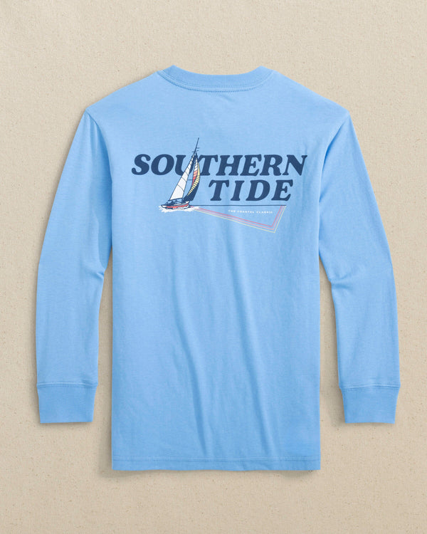 The back view of the Southern Tide Kids Retro Sail Long Sleeve T-Shirt by Southern Tide - Ocean Channel