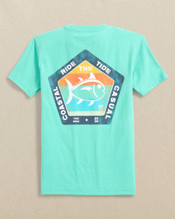The back view of the Southern Tide Kids Ride the Tide Short Sleeve T-Shirt by Southern Tide - Mint