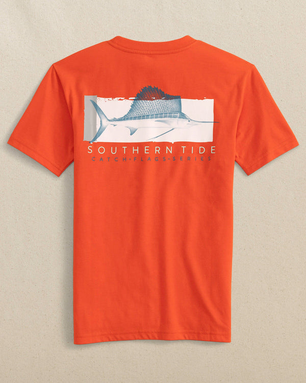 The back view of the Southern Tide Kids Sailfish Catch Flags Short Sleeve T-Shirt by Southern Tide - Tropical Siesta