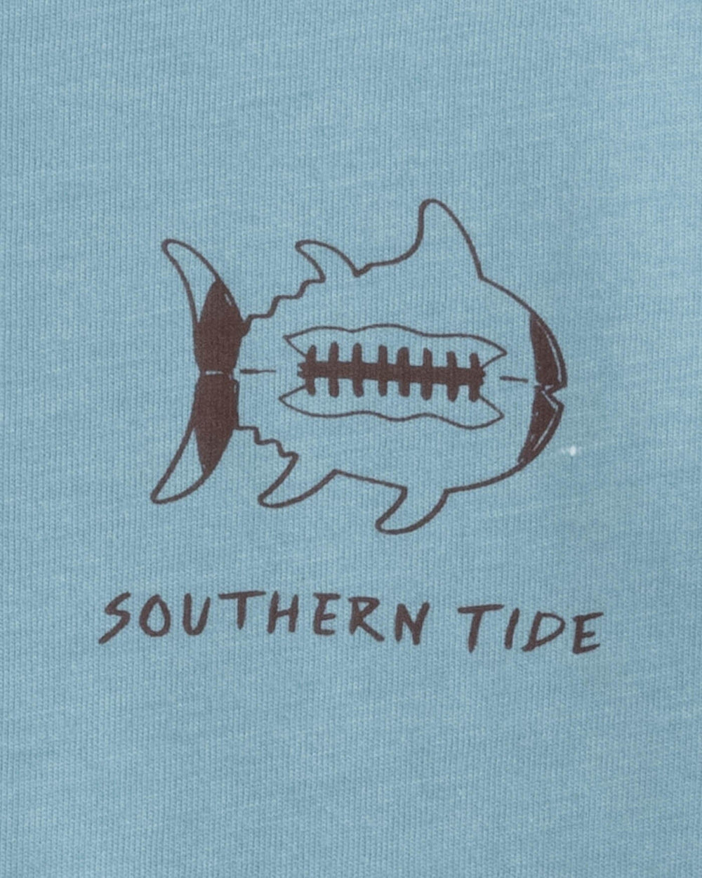 The detail view of the Southern Tide Kids Sketched Football Heather T-Shirt by Southern Tide - Heather Blue Shadow