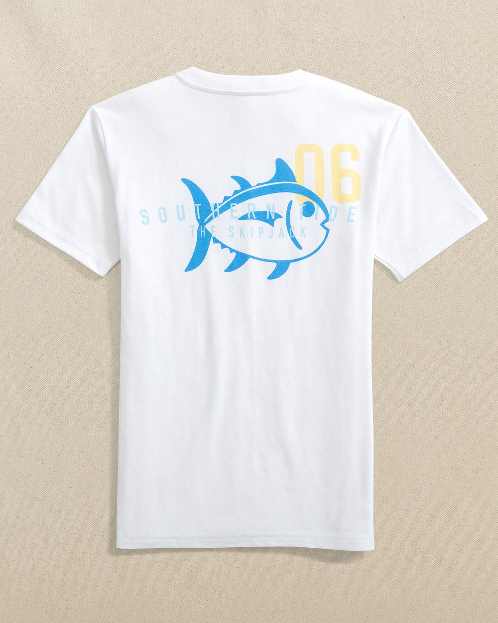 The back view of the Southern Tide Kids Skipjack Est. 06 Short Sleeve T-Shirt by Sothern Tide - Classic White