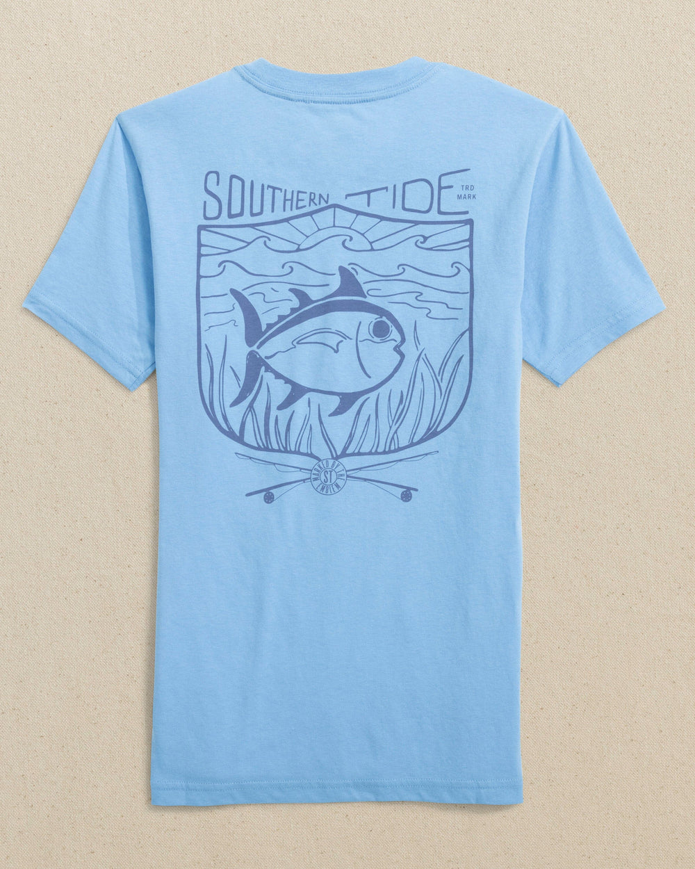 The back view of the Southern Tide Kids Skipjack Fishing Short Sleeve T-Shirt by Southern Tide - Ocean Channel
