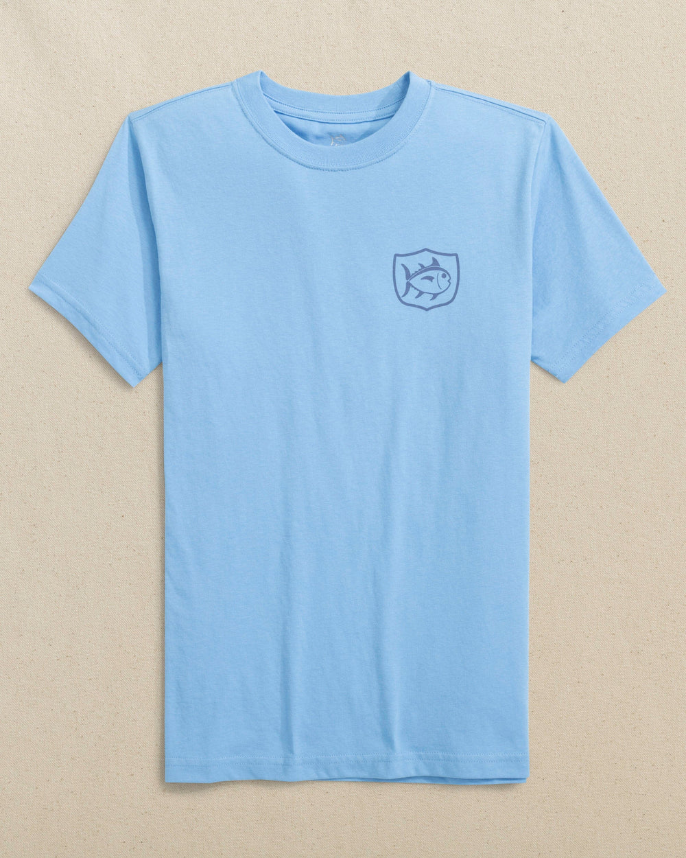 The front view of the Southern Tide Kids Skipjack Fishing Short Sleeve T-Shirt by Southern Tide - Ocean Channel