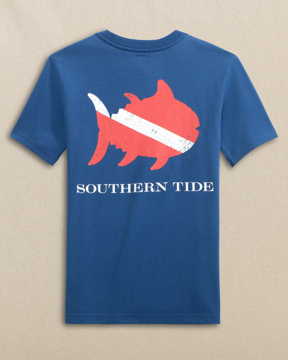 The back view of the Southern Tide Kids Skipjack Scuba Flag Short Sleeve T-Shirt by Southern Tide - Nautical Blue