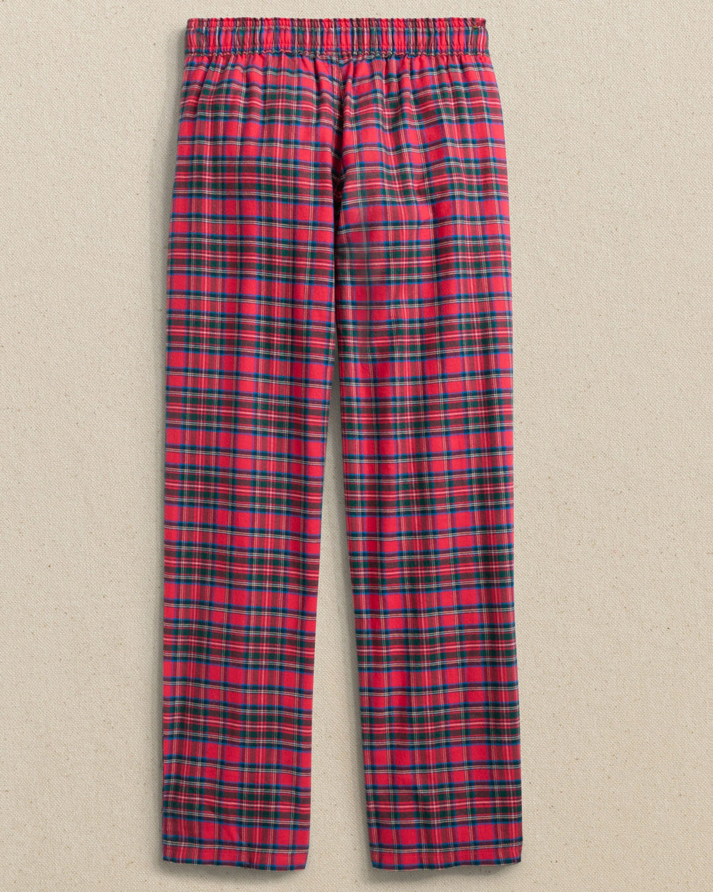 The back view of the Southern Tide Kids South Carolina Tartan Lounge Pant by Southern Tide - Crab Red