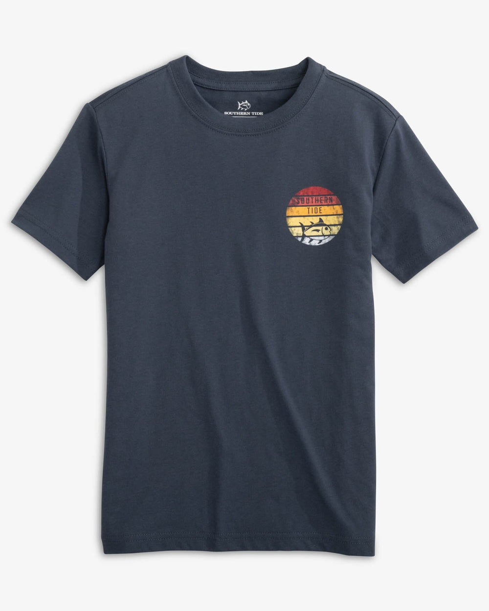 The front view of the Southern Tide Kids ST Circle Gradient T-Shirt by Southern Tide - Ombre Blue
