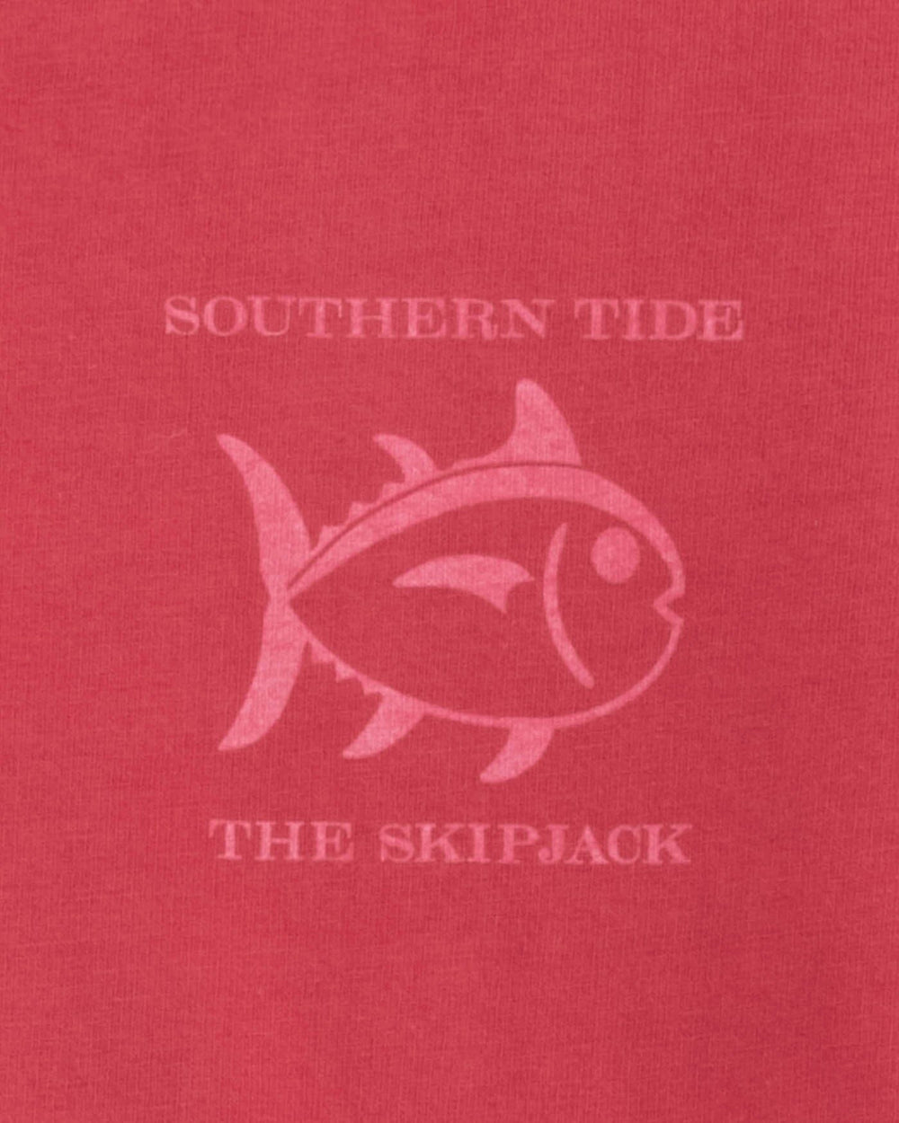 The detail view of the Southern Tide Kids ST Classic Skipjack Garment Dye Long Sleeve T-Shirt by Southern Tide - Baroque Rose