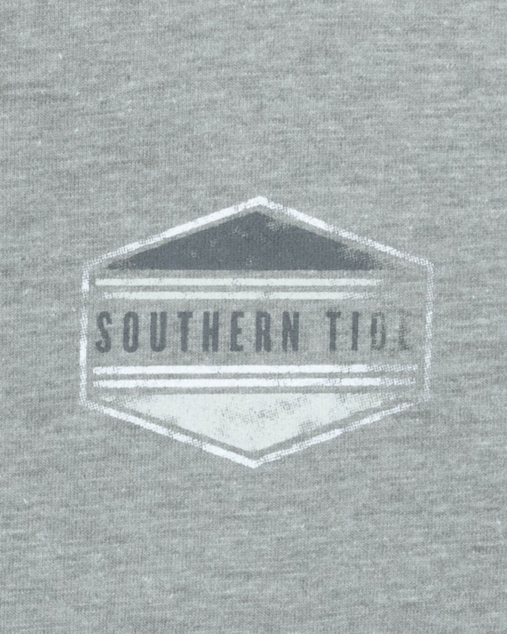 The detail view of the Southern Tide Kids ST Deer Hexagon Heather Long Sleeve T-Shirt by Southern Tide - Heather Quarry
