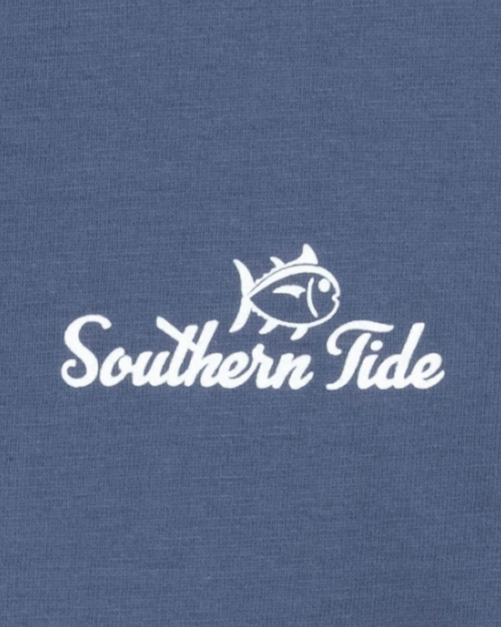 The detail view of the Southern Tide Kids ST Sunset Defender T-Shirt by Southern Tide - Light Indigo