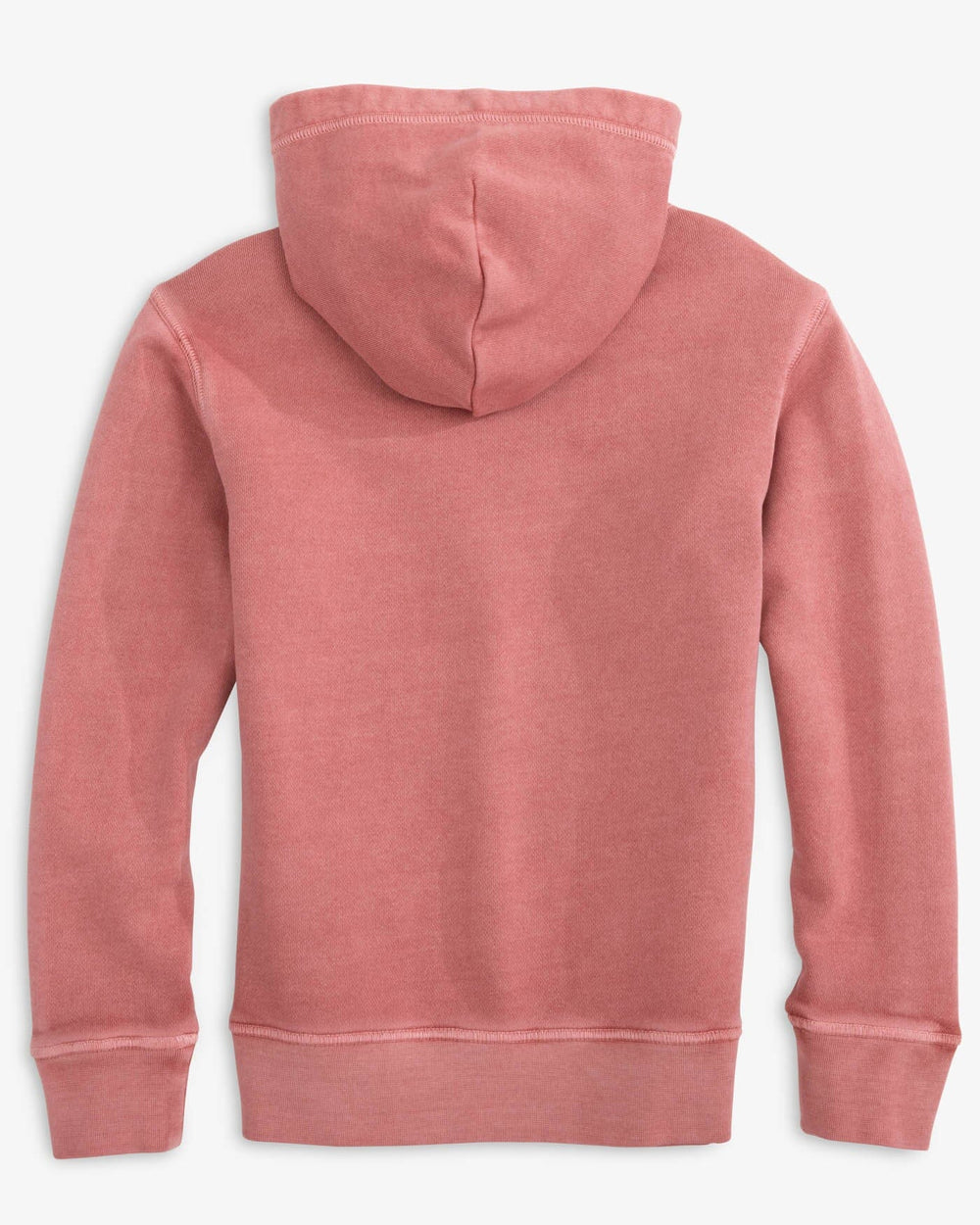 The back view of the Southern Tide Kids Sun Farer Upper Deck Long Sleeve Hoodie by Southern Tide - Dusty Coral