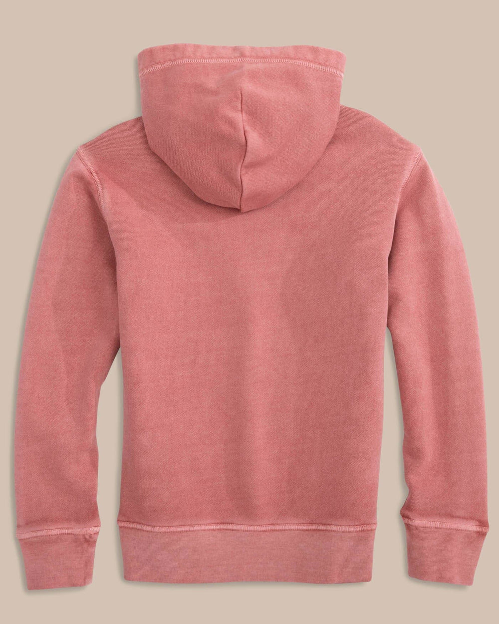 The back view of the Southern Tide Kids Sun Farer Upper Deck Long Sleeve Hoodie by Southern Tide - Dusty Coral