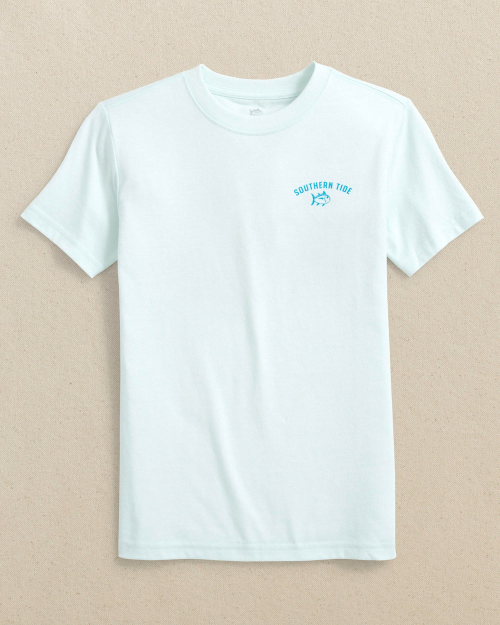 The front view of the Southern Tide Kids Umbrellas and Blankets Short Sleeve T-Shirt by Southern Tide - Hint of Mint