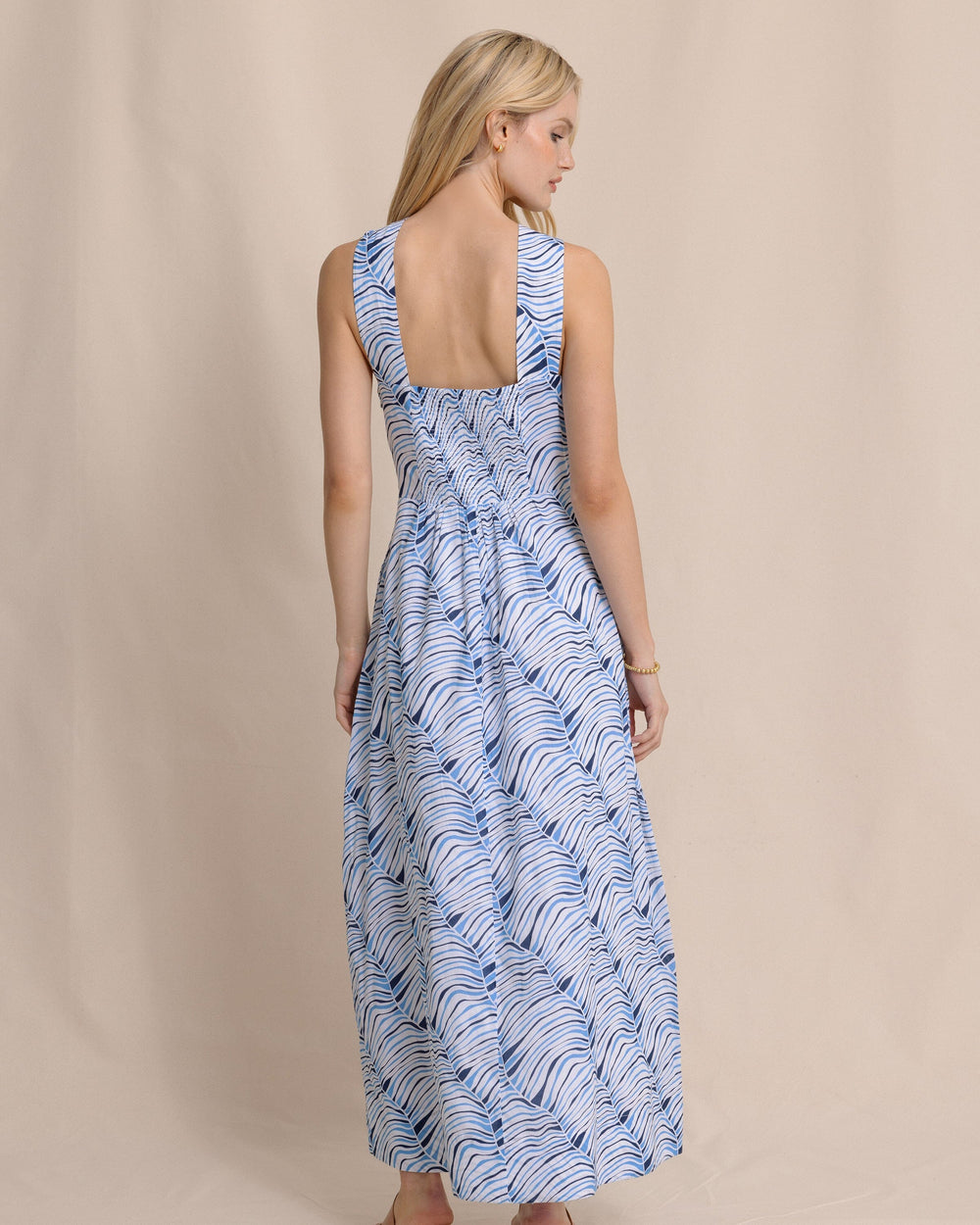 The back view of the Southern Tide Kimberley Twist Halter Dress by Southern Tide - Classic White