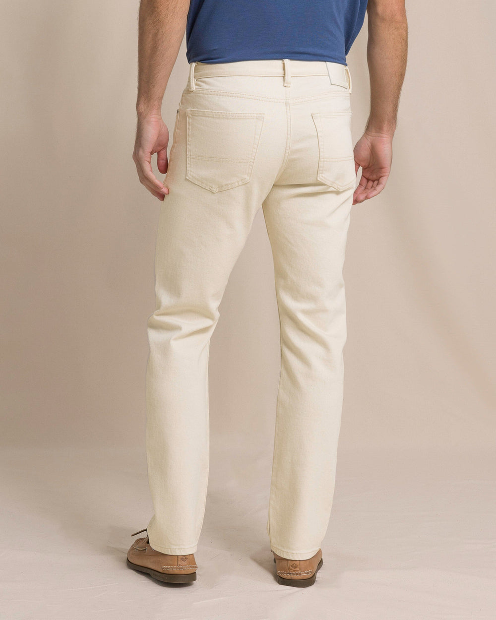 The back view of the Southern Tide King Street Denim Pant by Southern Tide - Ecru