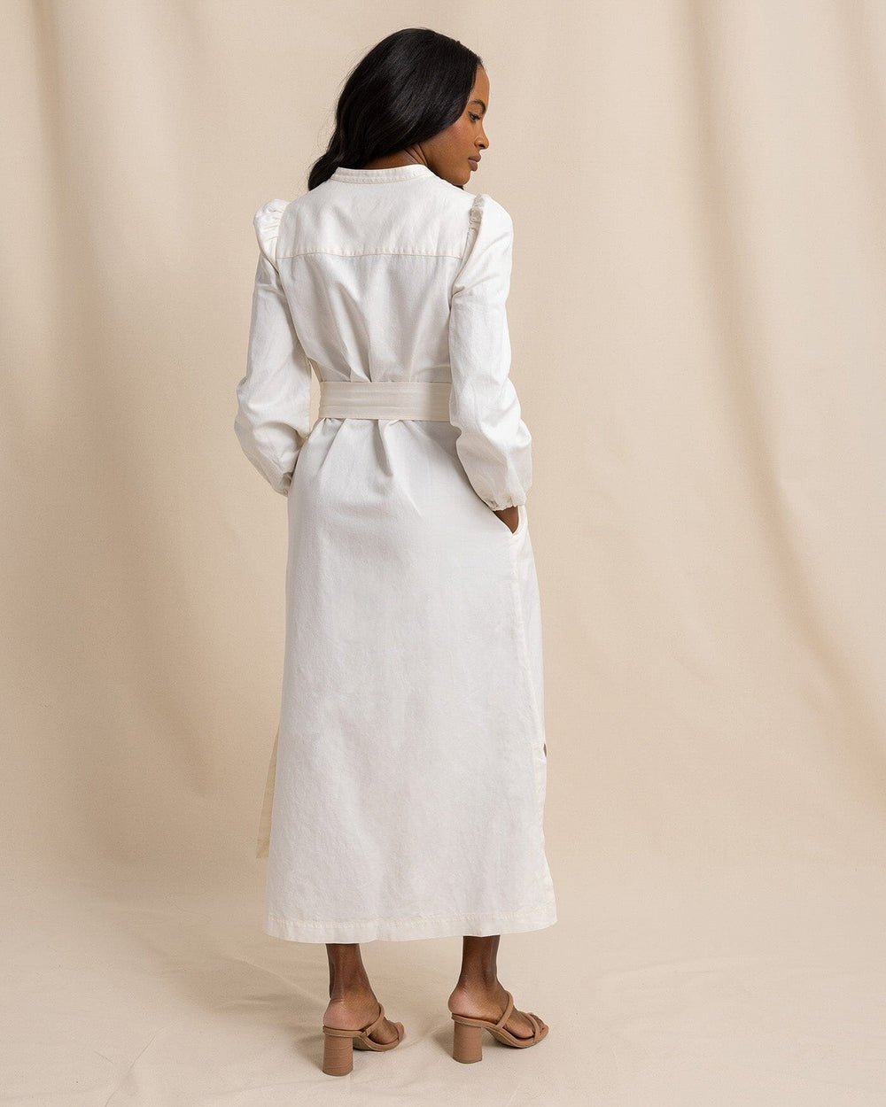 The back view of the Southern Tide Klara Maxi Dress by Southern Tide - Sand White