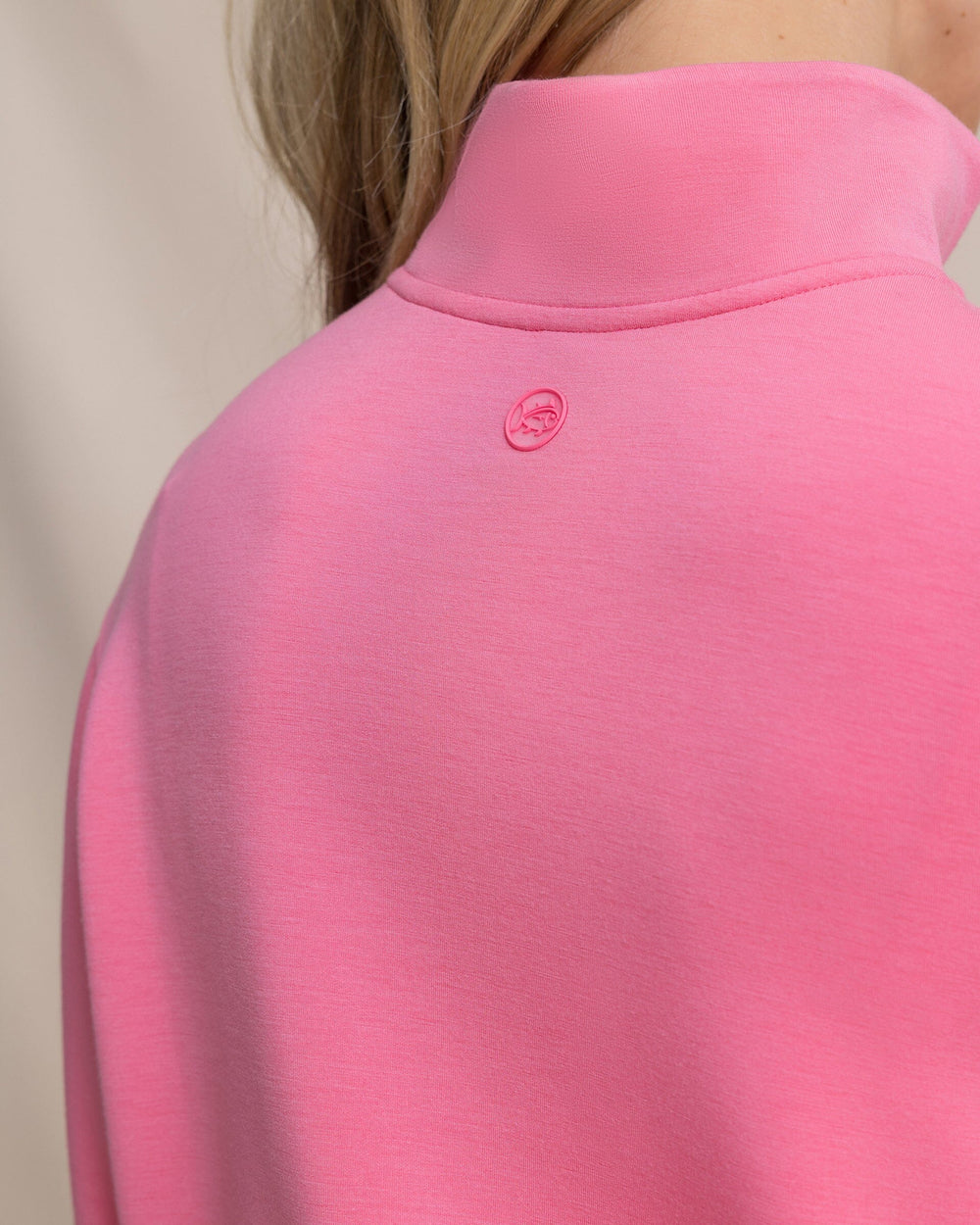 The detail view of the Southern Tide Knit Popover by Southern Tide - Island Pink