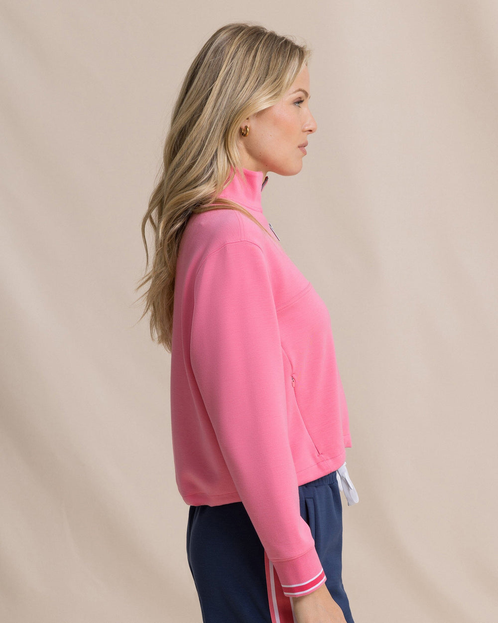The side view of the Southern Tide Knit Popover by Southern Tide - Island Pink