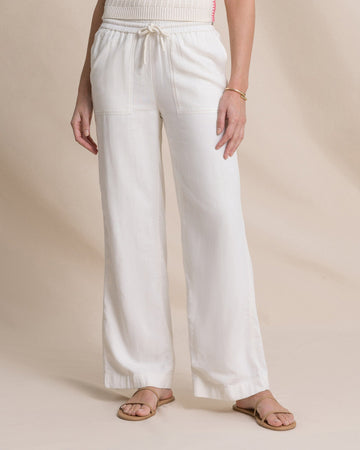 Women's Laken Linen Wide Leg Pant - Sand White | Southern Tide