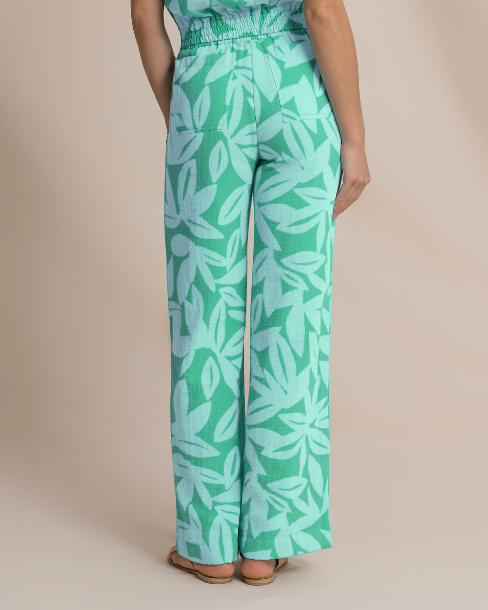 The back view of the Southern Tide Laken Printed Wide Leg Pant by Southern Tide - Florida Keys