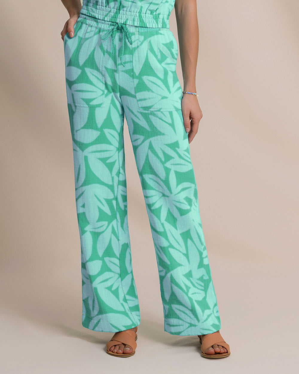 The front view of the Southern Tide Laken Printed Wide Leg Pant by Southern Tide - Florida Keys