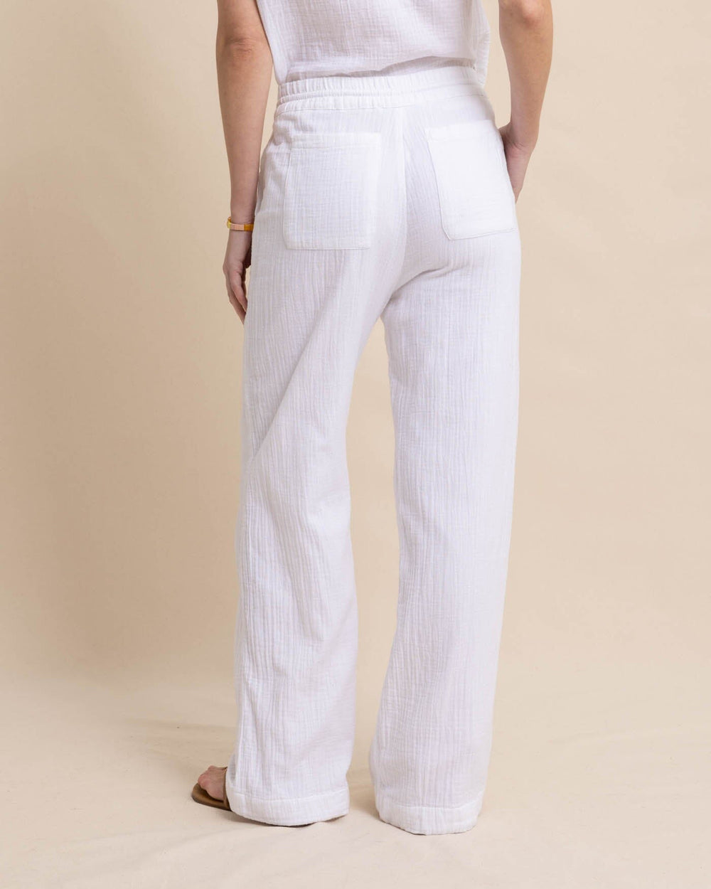 The back view of the Southern Tide Laken Wide Leg Pant by Southern Tide - Classic White