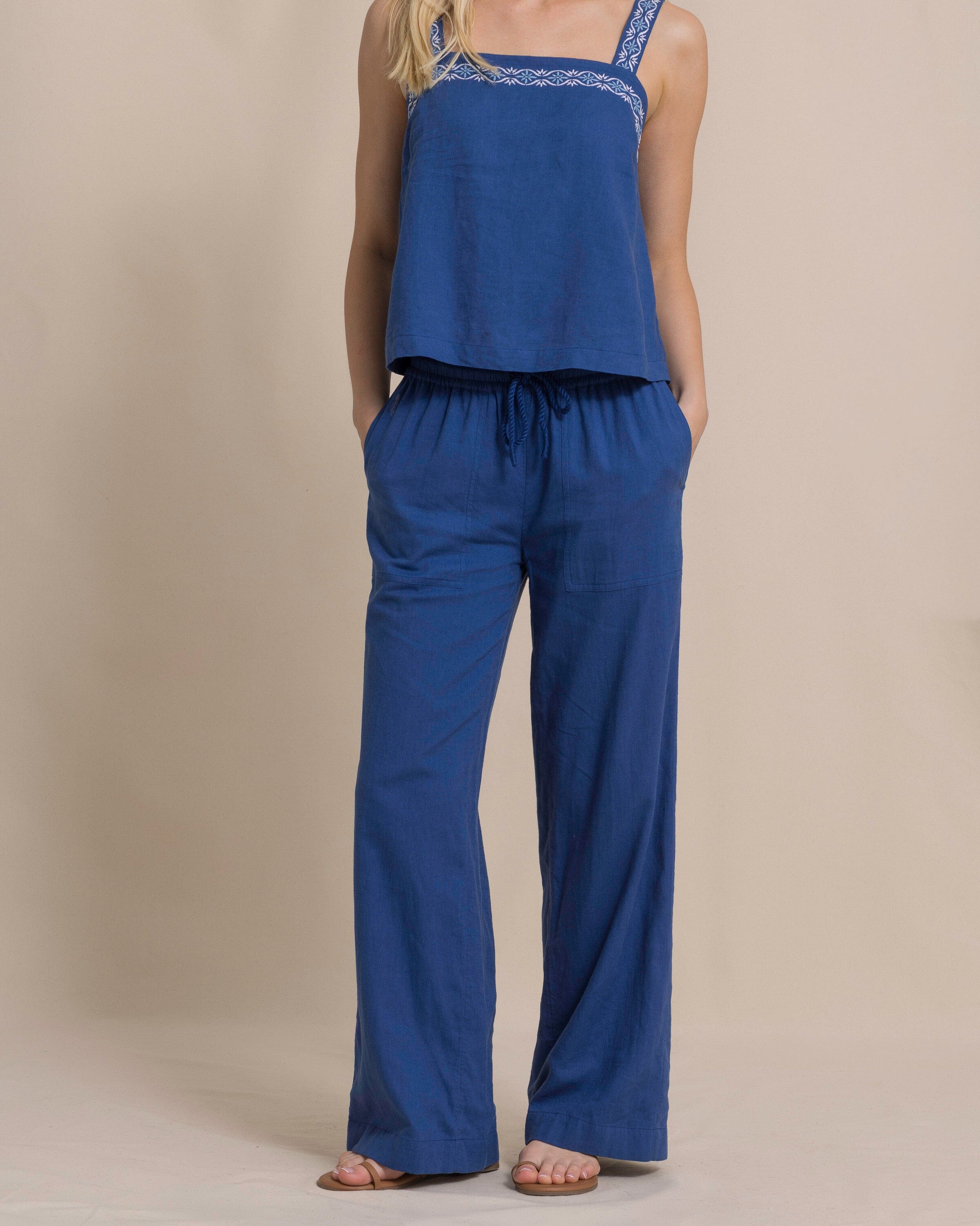 Women's Laken Linen Wide Leg Pant - Nautical Blue | Southern Tide
