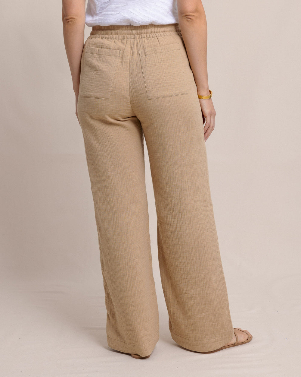 The back view of the Southern Tide Laken Wide Leg Pant by Southern Tide - Travertine