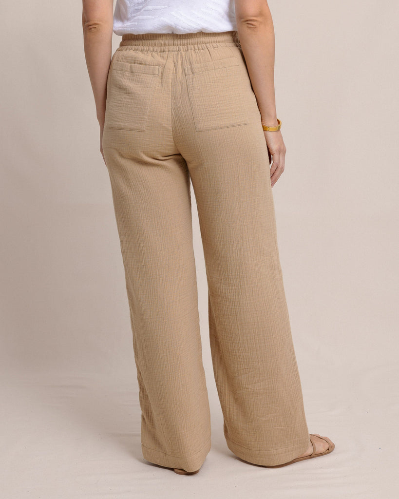 【DISCERNMENT】S/S Linen Deep One Tuck Wide Pants laken-wide-leg-pant-travertine