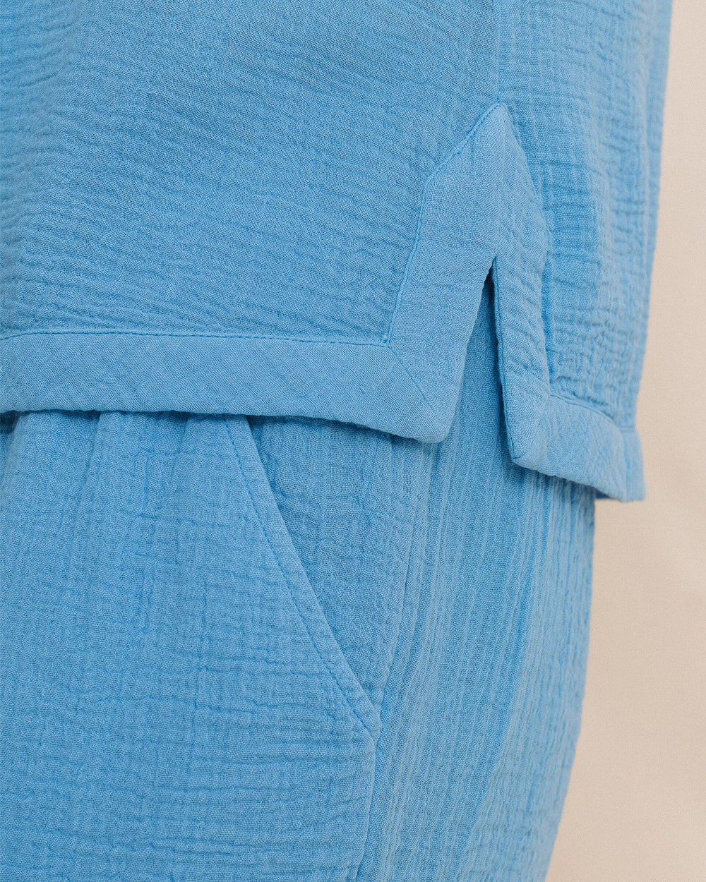 The detail view of the Southern Tide Leila Double Cloth Garment Dye Solid Tank by Southern Tide - Ocean Channel