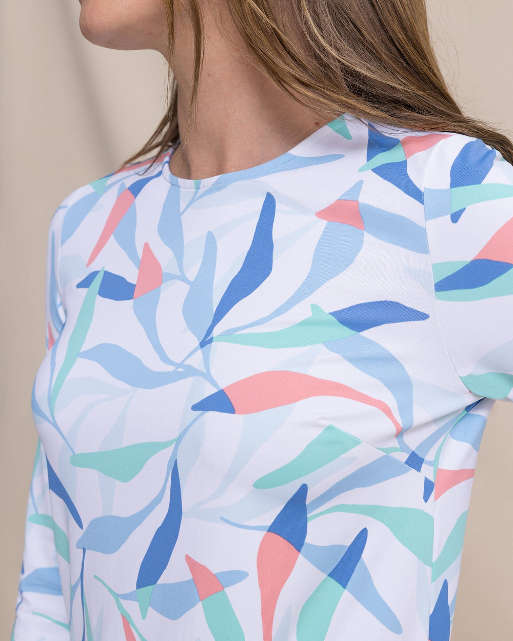 The detail view of the Southern Tide Leira Printed Dress by Southern Tide - Classic White