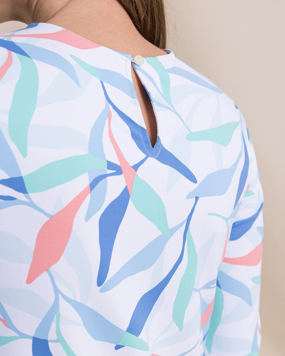 The detail view of the Southern Tide Leira Printed Dress by Southern Tide - Classic White