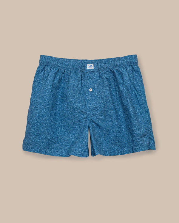 The front view of the Southern Tide Let's Go Clubbing Boxer by Southern Tide - Coronet Blue