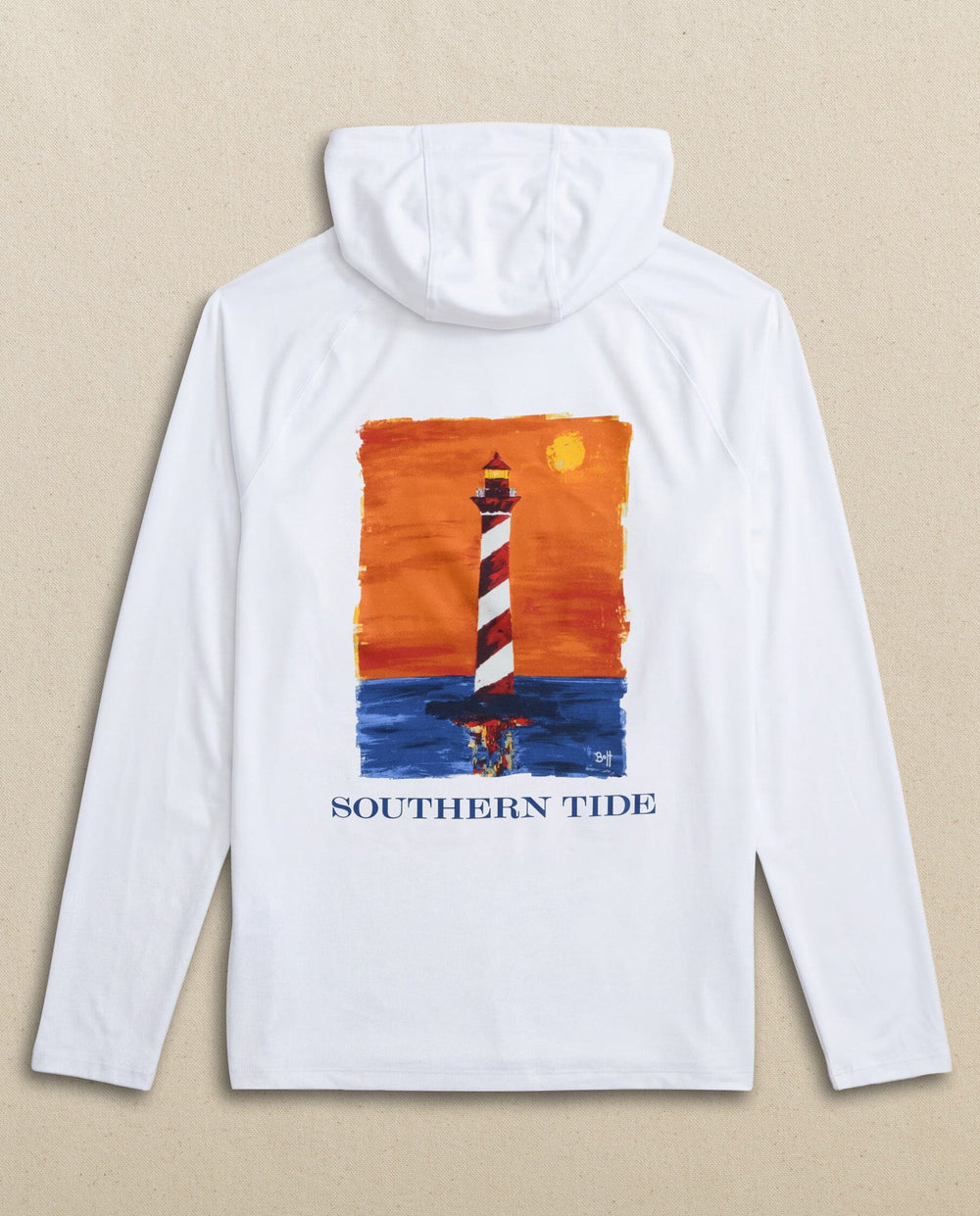 The back view of the Southern Tide Lighthouse Coastal Breeze® Performance Hoodie by Southern Tide - Classic White