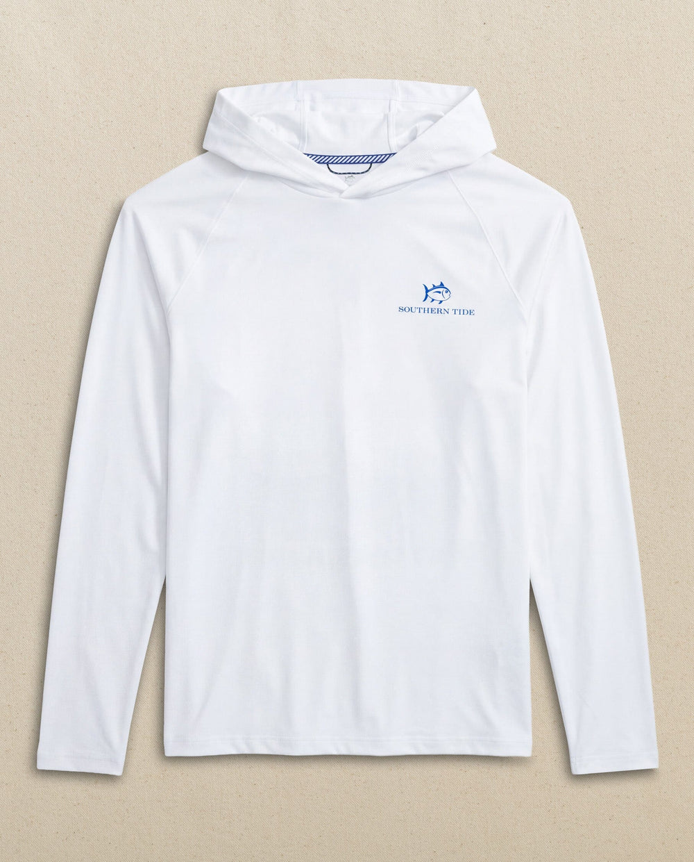 The front view of the Southern Tide Lighthouse Coastal Breeze® Performance Hoodie by Southern Tide - Classic White