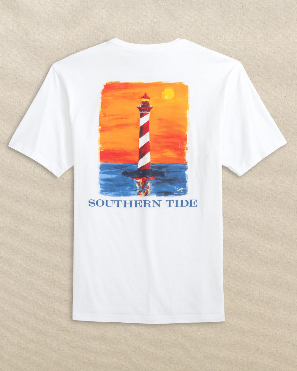 The back view of the Southern Tide Lighthouse Short Sleeve T-Shirt by Southern Tide - Classic White