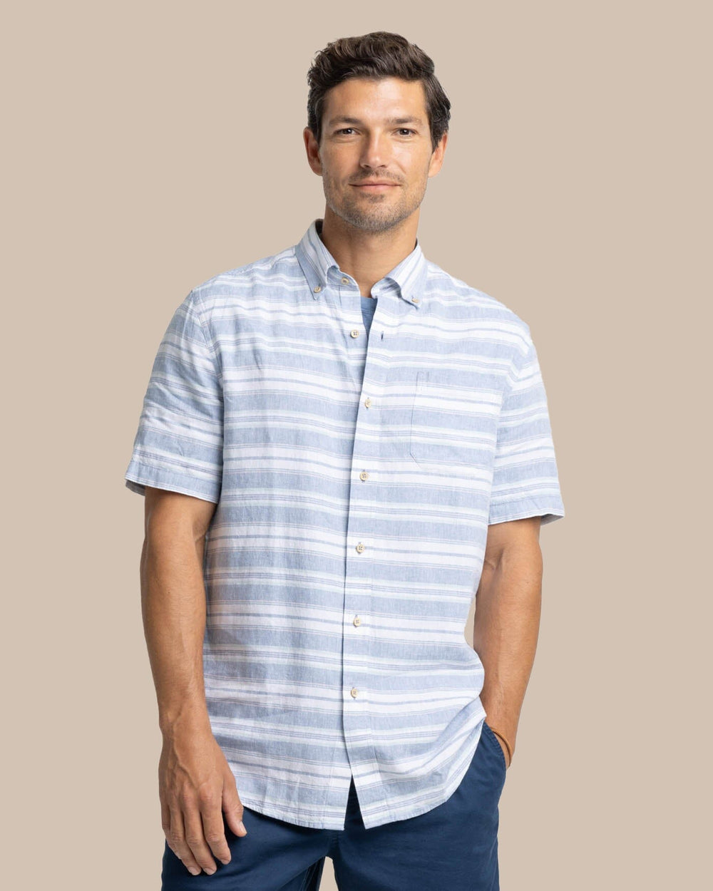 Men's Linen Rayon Timmonsok Stripe Shirt | Southern Tide