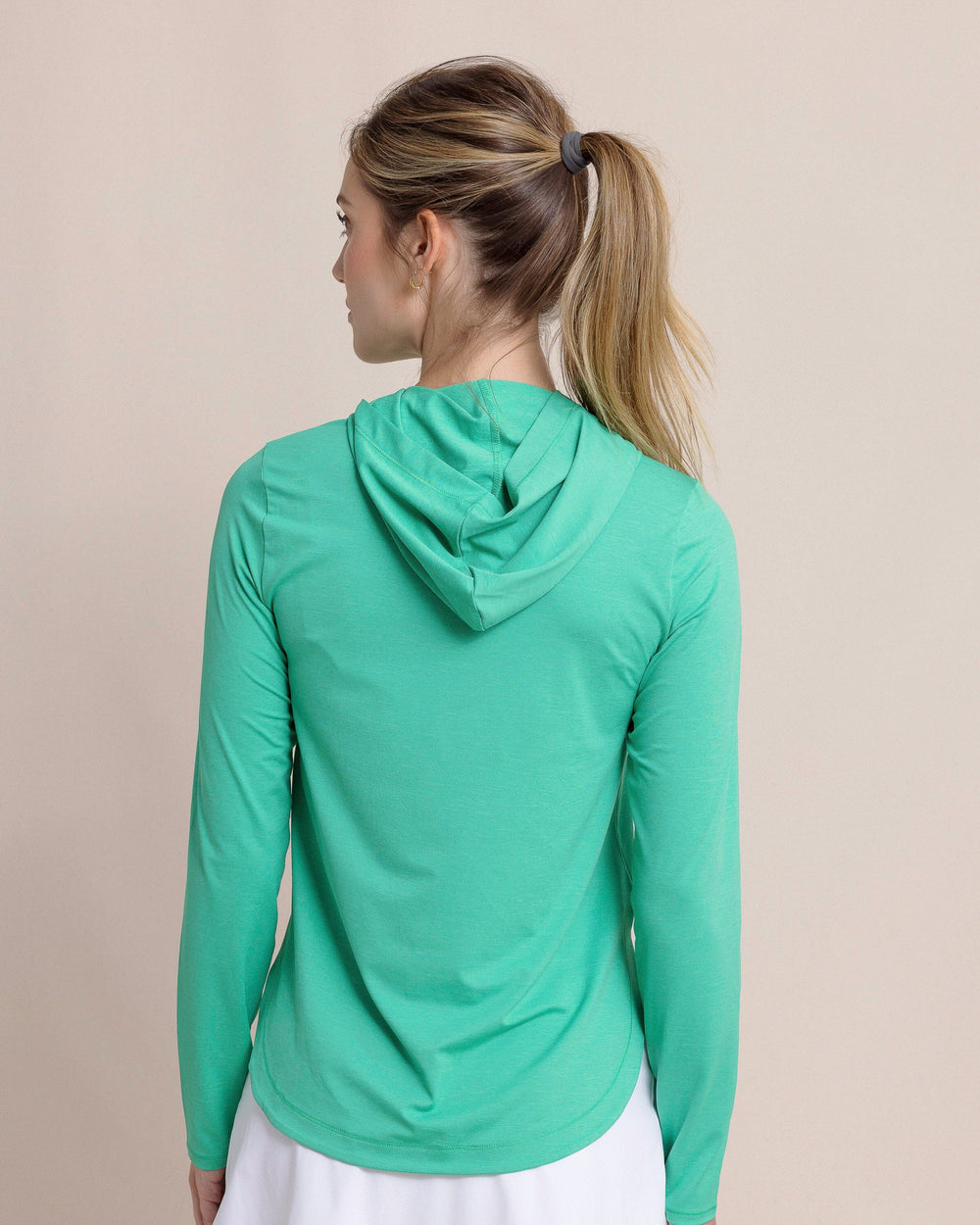 The back view of the Southern Tide Linley brrr-illiant Performance Hoodie by Southern Tide - Simply Green