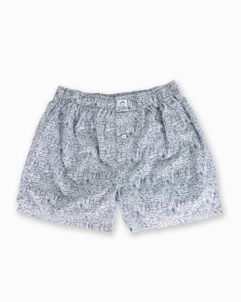 The front view of the Southern Tide Livin Lodge Printed Boxer by Southern Tide - Platinum Grey